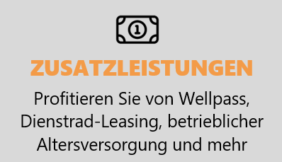 Zusatzleistungen. Profitieren Sie von Wellpass, Dienstrad-Leasing, betrieblicher Altersversorgung und mehr
